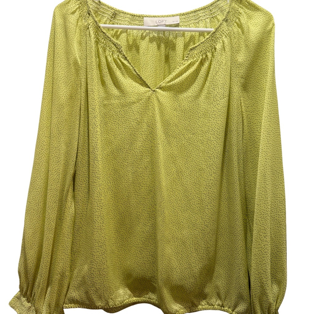 LOFT Women's Yellow Dotted Blouse